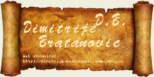 Dimitrije Bratanović vizit kartica